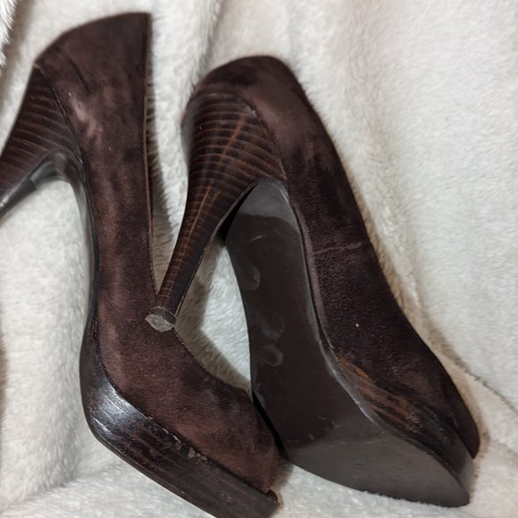 Brown Suede Platform Heels - Picture 4 of 4